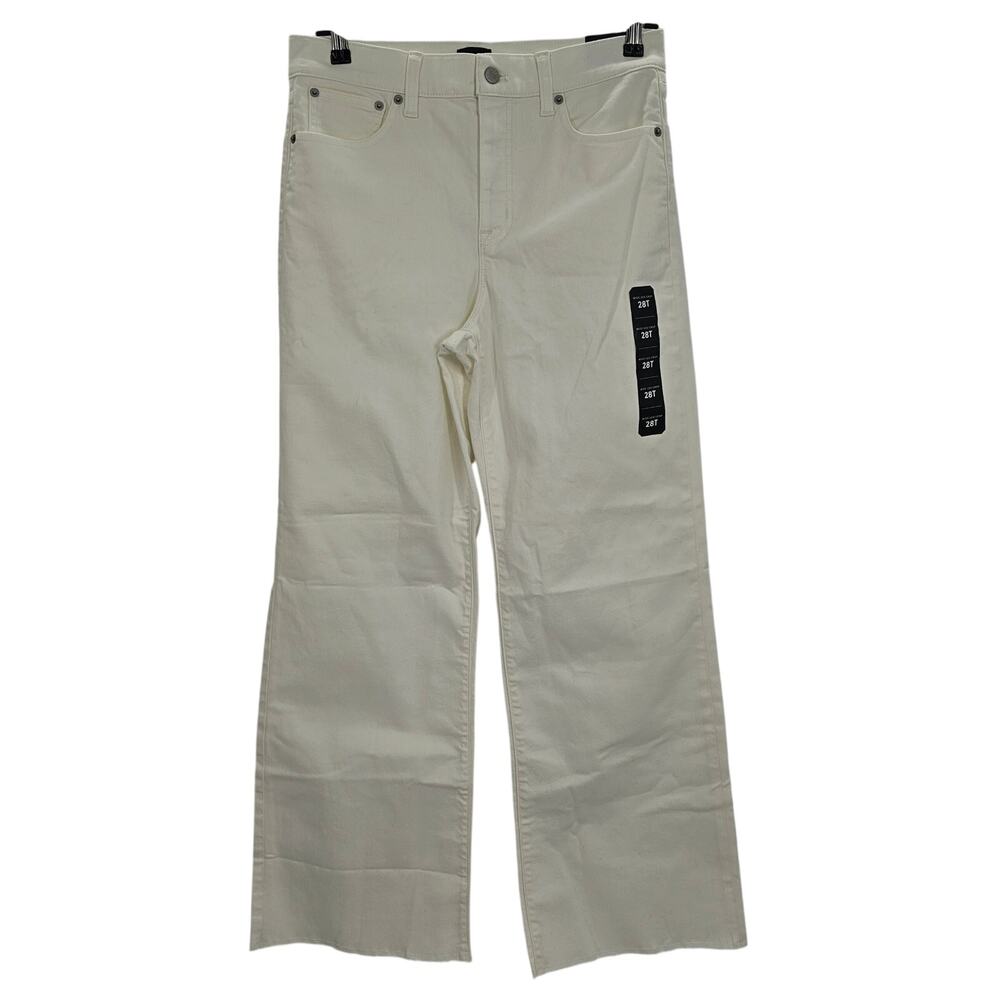 J. Crew Womans size 28T Wide Leg Cropped High Rise Denim Jeans White BR053 NEW